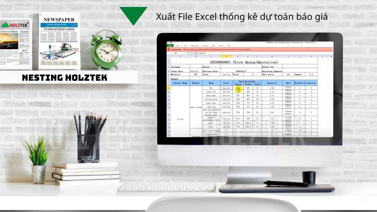 Xuất File Excel thống kê vật liệu