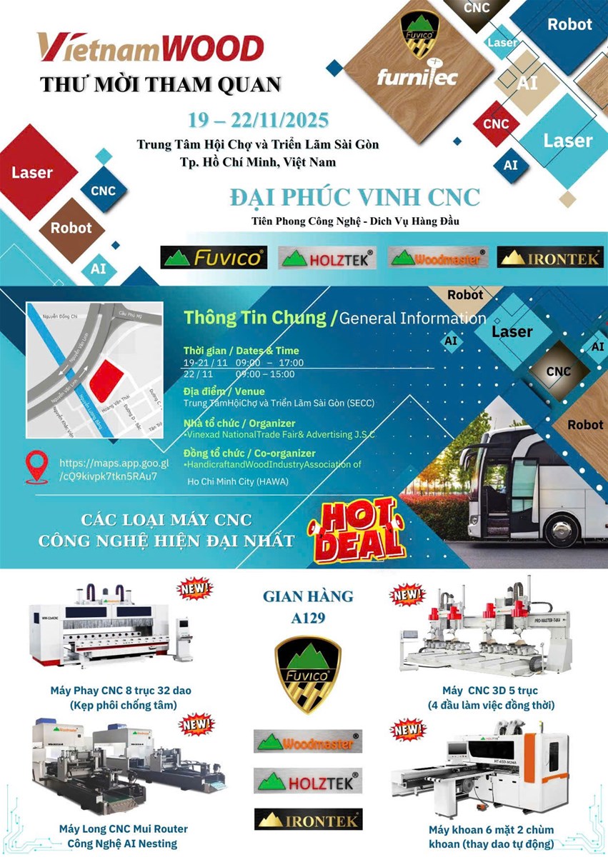 Sự kiện triển lãm Quốc tế lần thứ 16 về máy móc thiết bị ngành Chế Biến Gỗ