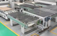 Máy in dán tem và băng tải nạp phôi tự động Holztek cho 3 máy CNC 66615