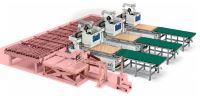 Máy in dán tem và băng tải nạp phôi tự động Holztek cho 3 máy CNC 66616