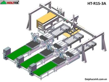COMBO 3 MÁY CNC NESTING FULL LINE AUTO (in tem gắp phôi tự động ) HT-R1S-3A