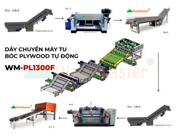 DÂY CHUYỀN MÁY TU BÓC PLYWOOD TỰ ĐỘNG WOODMASTER  WM-PL1300F