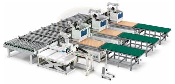 MÁY IN DÁN TEM VÀ BĂNG TẢI NẠP PHÔI TỰ ĐỘNG CHO 3 MÁY CNC HT-1325LP-3F