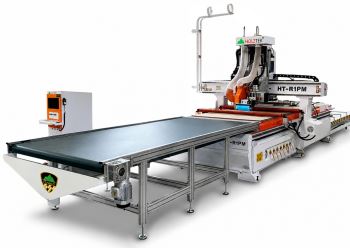 MÁY PHAY CNC NESTING 1 ĐẦU THAY DAO + CỤM CƯA KÉP FULL LINE HT-R1SM2232