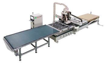 Máy Phay CNC Nesting Thay Dao Tự Động + Cưa Xoay 90 Độ