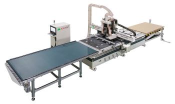 Máy Phay CNC Nesting Thay Dao Tự Động + Cưa Xoay 90 Độ