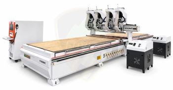 MÁY PHAY CNC ROUTER 4 ĐẦU THAY DAO 2 BÀN KÉP HT-1830x2R4ATC