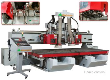 MÁY PHAY CNC TRUNG TÂM 2 BÀN TẢI NẶNG ( Router - cưa xoay - khoan 5 mặt)