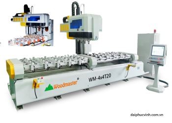 Máy Làm Mộng Âm Cnc 4 Đầu Trục 16 Dao Kẹp Xoay Lật 90 Độ Lật Mặt Phôi Woodmaster ( Bàn 2000mm )